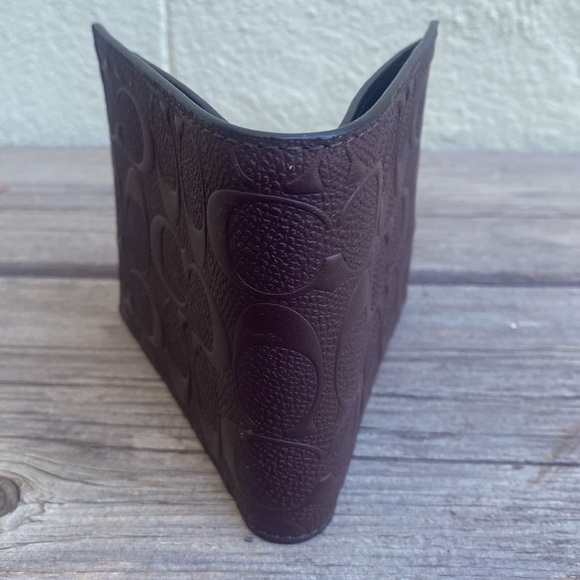 Coach Compact ID Wallet in Signature Men’s Mahogany NWT- F75371 - Picture 11 of 13